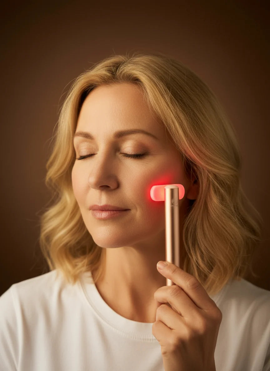 4-in-1 LED Beauty Wand – Red Light, Microcurrent & Sonic Vibration